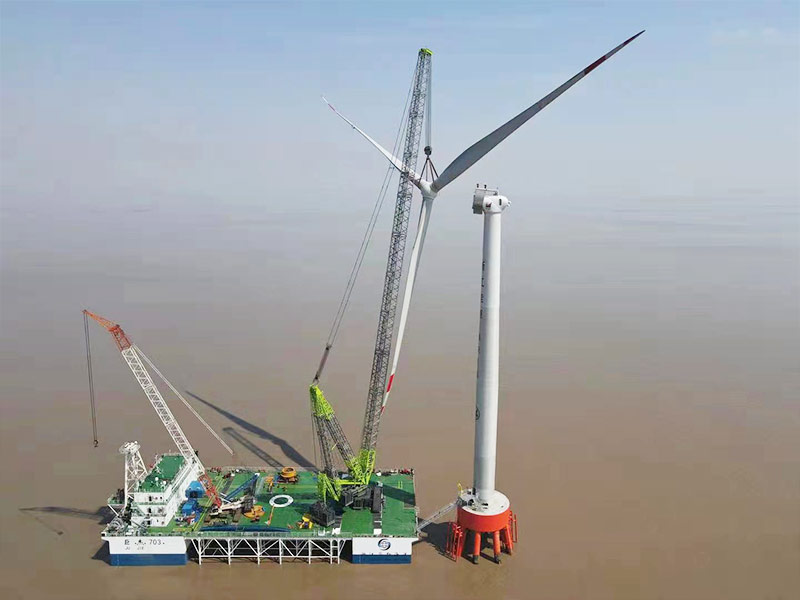 中聯(lián)1600噸履帶吊海上5.0MW風(fēng)機(jī)吊裝